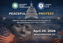 Mahoro Peace Association and Isoko U.S. organize peaceful protest in Washington, D.C. condemning violence against Banyamulenge and Tutsi in DRC
